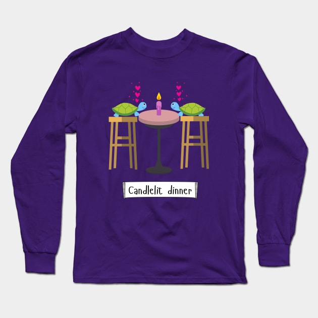 Candlelit Dinner for Tortoises Long Sleeve T-Shirt by Cosmic Story Designer